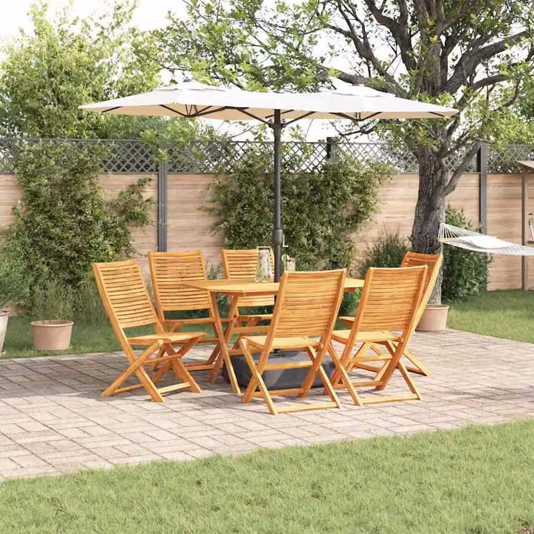 Maison Exclusive - Set da pranzo per esterno, 7 pezzi, legno massello di acacia, color marrone