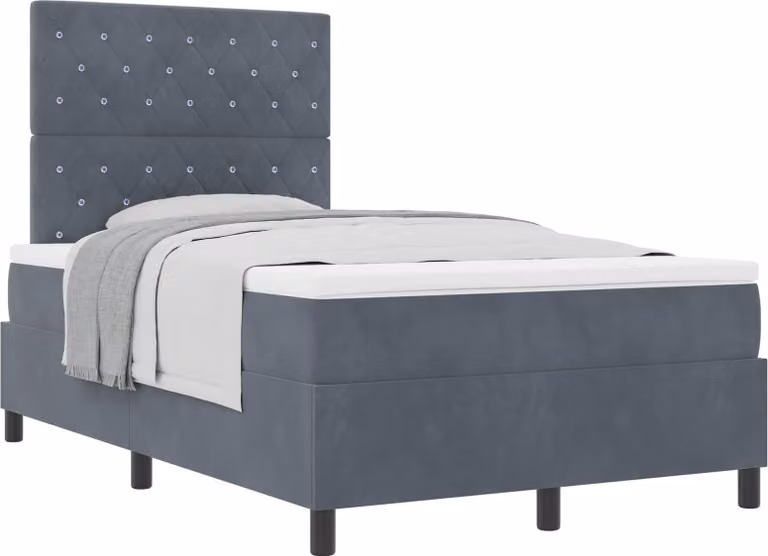 Letto a molle con materasso grigio scuro 120 x 200 cm in velluto