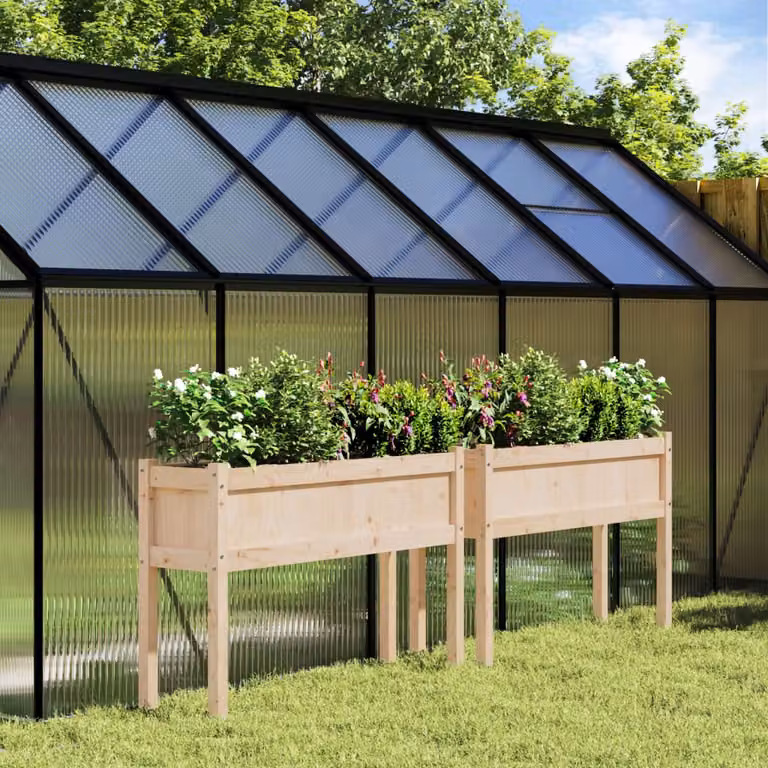 vidaXL Set di 2 Fioriere da Giardino in Legno Marrone e Beige per Giardino Ornamentale o Orto
