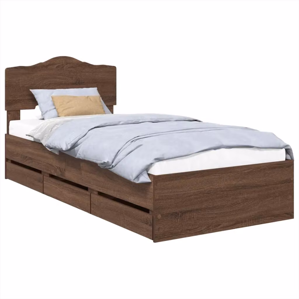 Struttura letto moderno con cassetto vidaXL in legno color rovere marrone L/P/H: 190 x 90 x 93 cm – 2