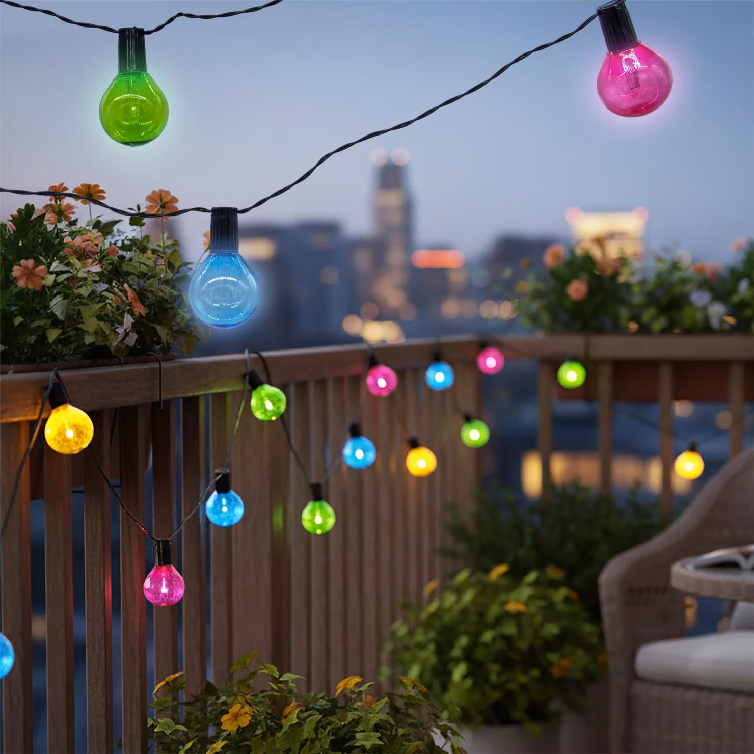 3.07 Catena luminosa solare con 20 lampadine - Lunghezza circa 570 cm - Illuminazione LED per feste - Colore: multicolore
