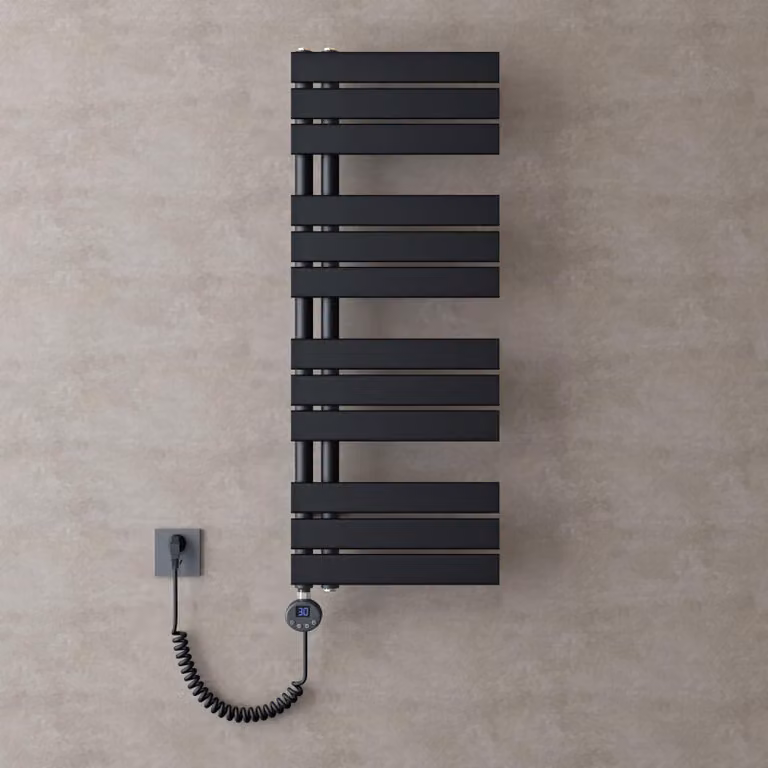 doporro Scaldasalviette Elettrico Bagno con Termostato Digitale e Funzione Timer 104x40cm 800W Antracite, Termoarredo Elettrico Temperatura Regolabile, Radiatore da Parete Verticale - FN