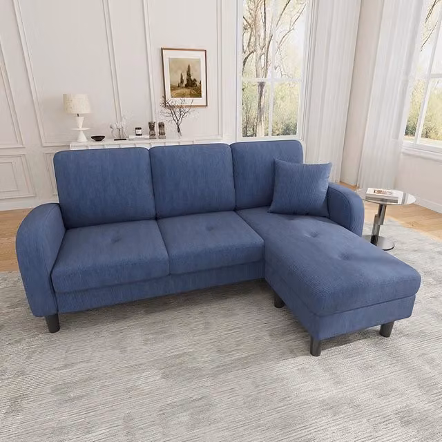 Divano angolare in velluto a coste - Xylo - 166x118x77 cm - Design modulare, ideale per soggiorni, appartamenti e uffici