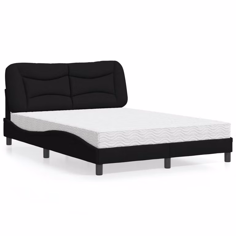 Letto con Materasso Hvar vidaXL Nero in Tessuto L 140 x P 200 cm
