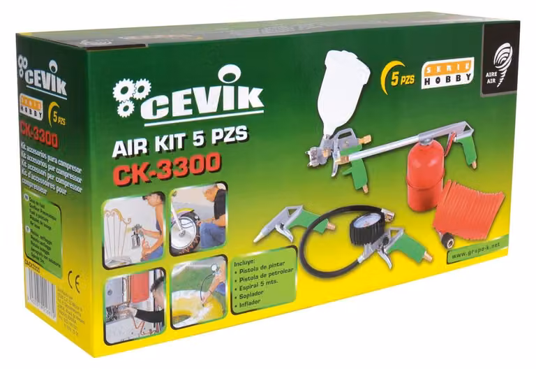 Set di compressore CA-CK3300, composto da 5 elementi, con pistola a spruzzo e pompa d'aria