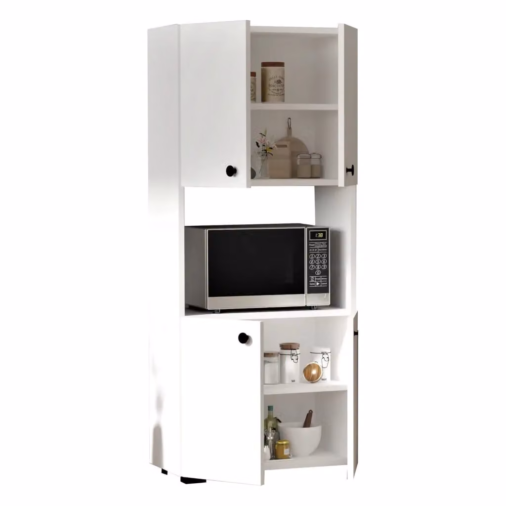 Madia Sestu DMORA, Credenza Moderna con Ripiani Interni, Bianco L 60 cm, P 31 cm, H 140 cm – 2