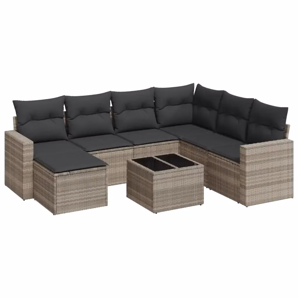 vidaXL Set Divano da Giardino 8pz Moderno a Forma di L con Cuscini Grigio – 2