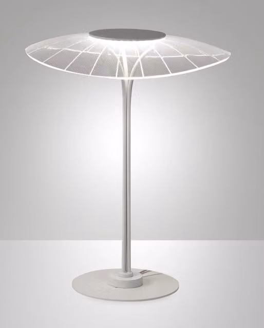 Lampada da tavolo LED Vela Fabas in metallo e metacrilato bianco, dimmerabile, 12W 1100lm 3000K, H 36.5 cm x L 29.0 cm x P 18.0 cm
