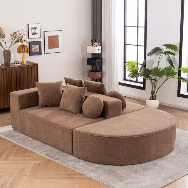 Divano Imbottito Moderne ¨C Minimal ¨C Tessuto Chenille, Senza Montaggio