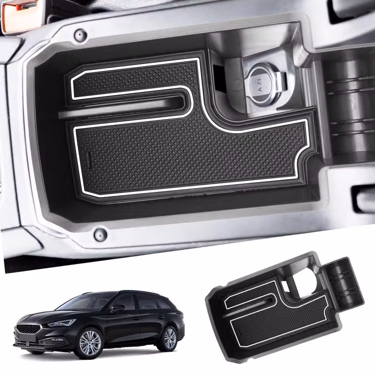 Contenitore portaoggetti per la console centrale, compatibile con Seat Leon MK4 KL1/KL8 e Cupra Formentor dal 2020 al 2025, colore bianco