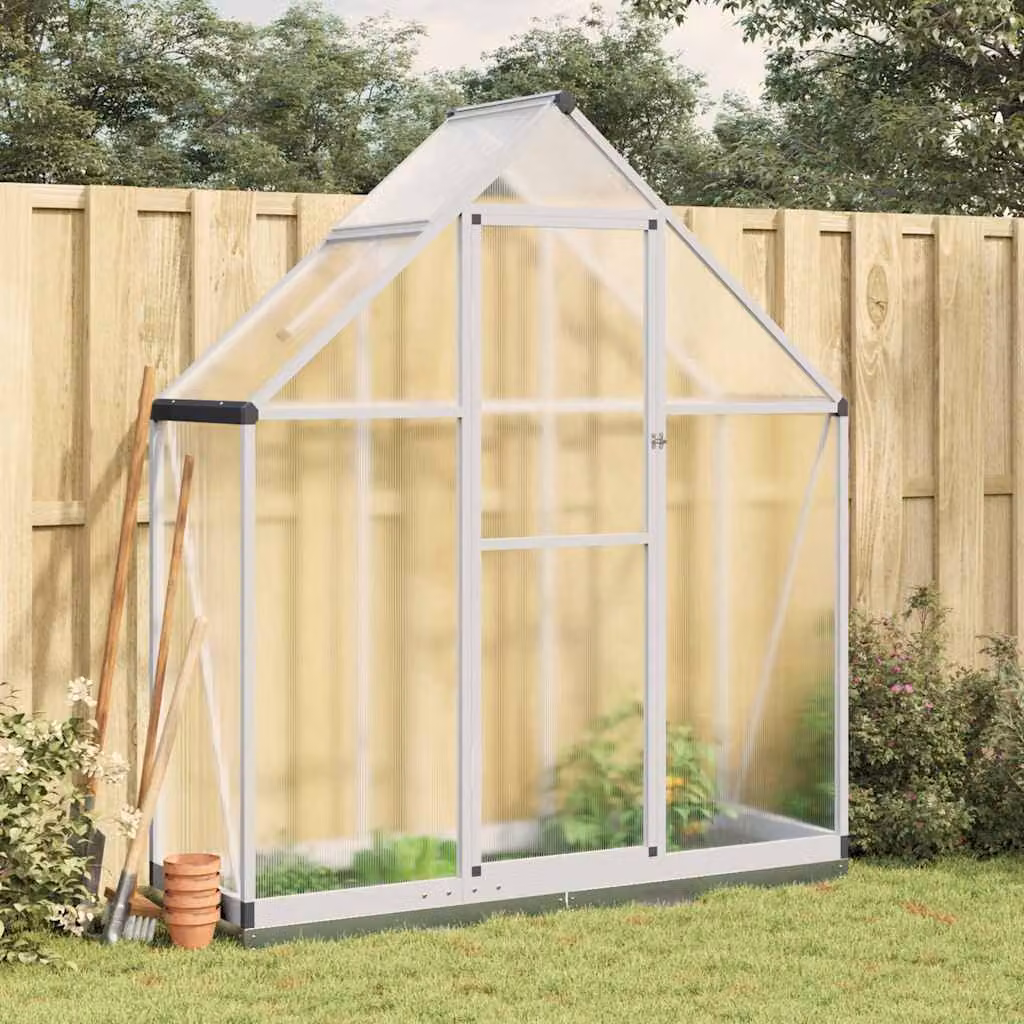 vidaXL Telaio Serra in Alluminio Argento con Copertura in Policarbonato Trasparente L/P/H: 169 x 58 x 202 cm