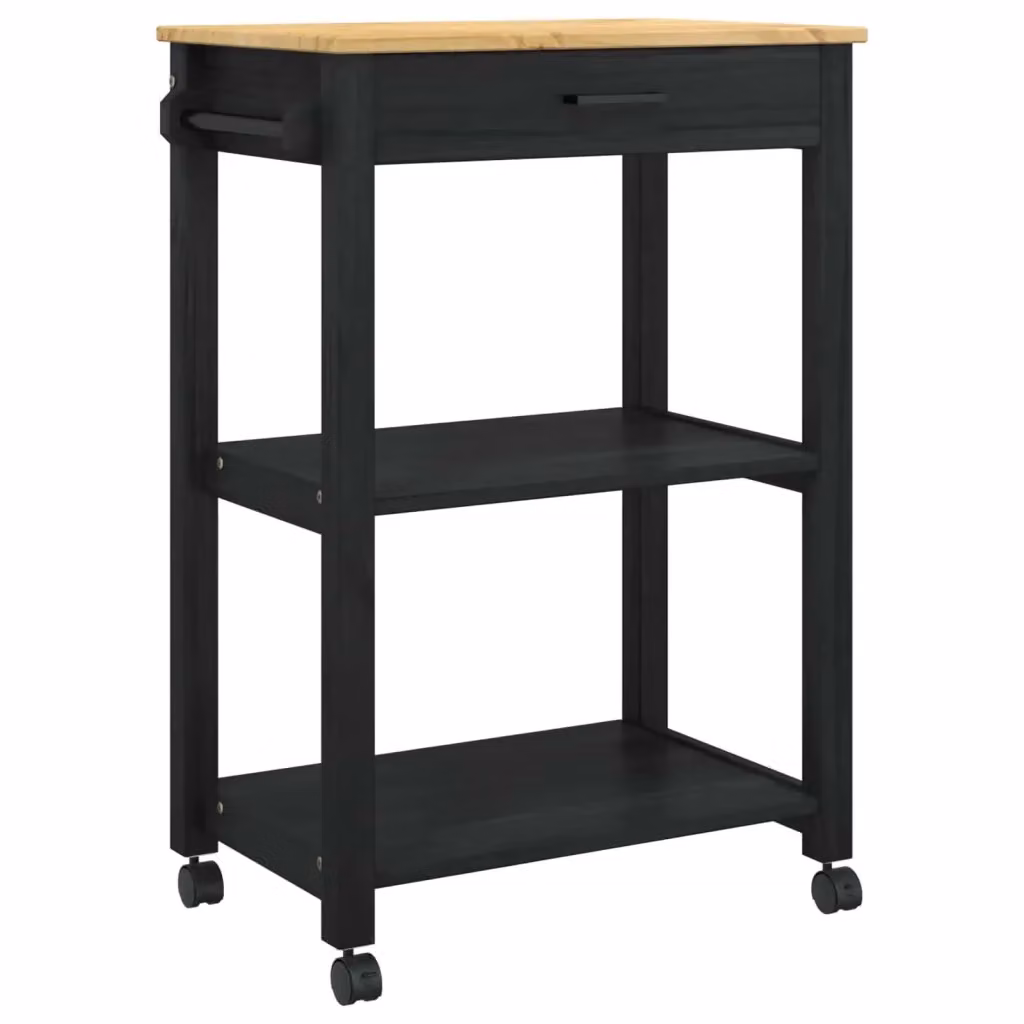 Carrello da cucina moderno vidaXL in legno nero con ruote L 88,5 x P 40 x H 60 cm – 2