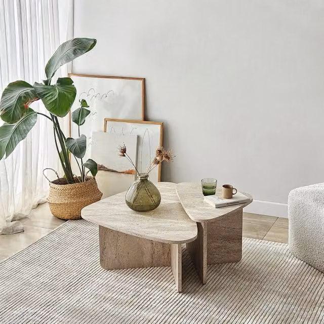 Tavolino da salotto modulare Saraceno DMORA bianco marmo L: 90 cm, P: 60 cm, H: 35 cm