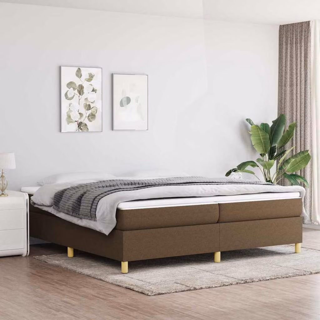 Giroletto a molle con materasso ibrido vidaXL, marrone e bianco, L/P: 200 x 200 cm