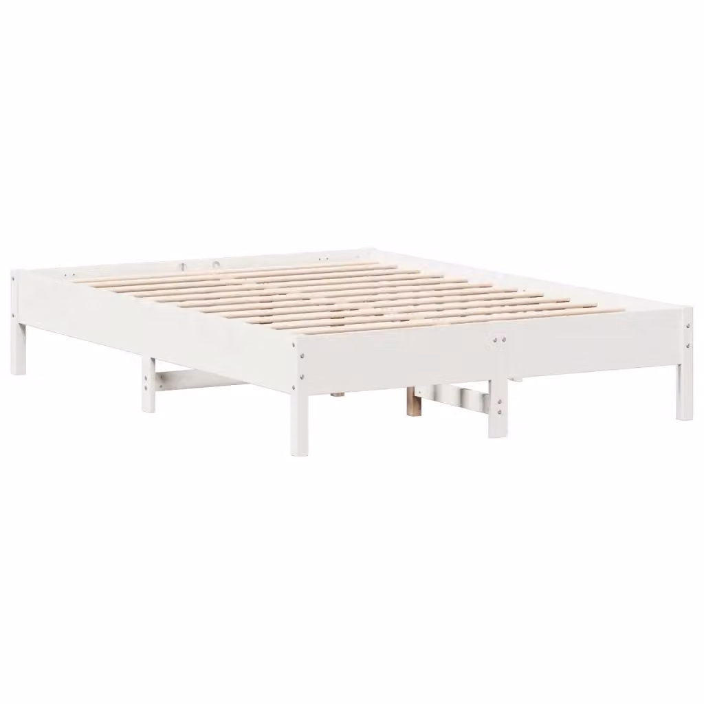 Letto senza materasso vidaXL in legno massello di pino bianco stile rustico L/P/H: 205.5 x 160 x 84.26 cm – 2