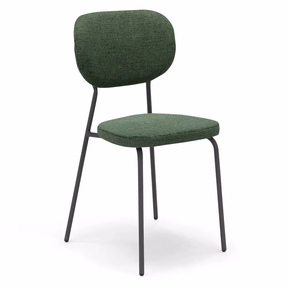 Set di 2 sedie da pranzo imbottite VANESSA Redokasa con design moderno, gambe coniche in metallo e rivestimento in tessuto idrorepellente colore Verde – 2