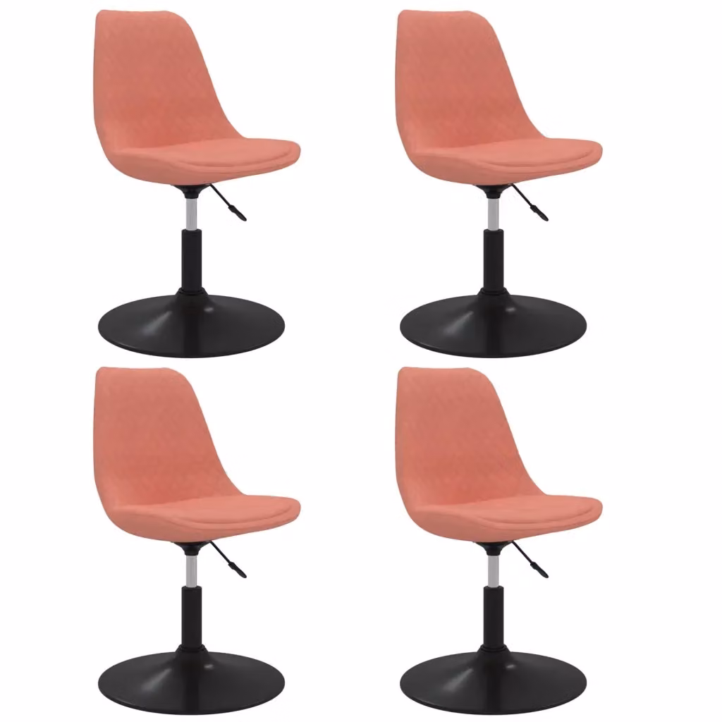 Set di 4 sedie da pranzo girevoli vidaXL in velluto rosa con struttura in metallo moderno – 2