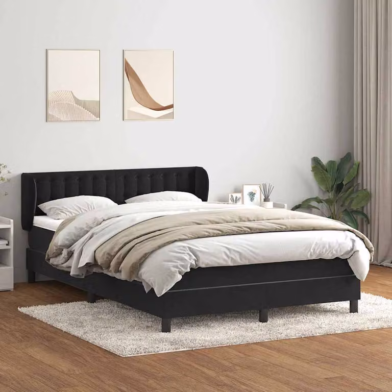 Maison Exclusive - Giroletto a Molle con Materasso Nero 160x210 cm in Velluto