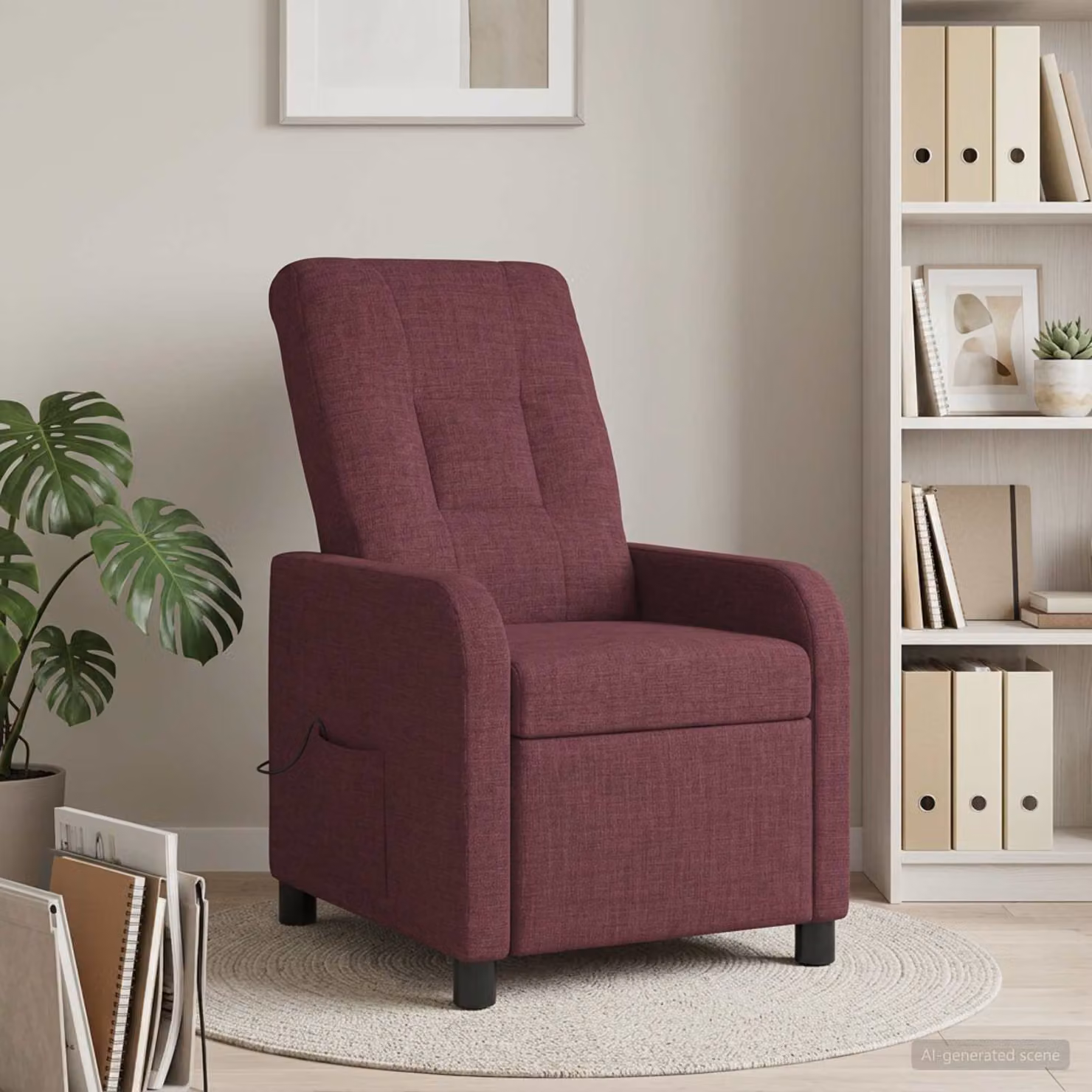 Poltrona relax reclinabile vidaXL in tessuto viola con braccioli