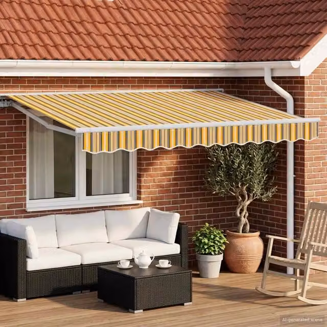 Tenda retrattile manuale Giallo, Grigio e Bianco 3 x 2,5 m 3420222
