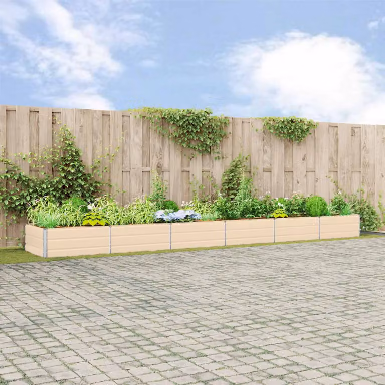 Fioriera vidaXL in acciaio zincato colore bianco/beige L: 580 cm, P: 45 cm, H: 100 cm