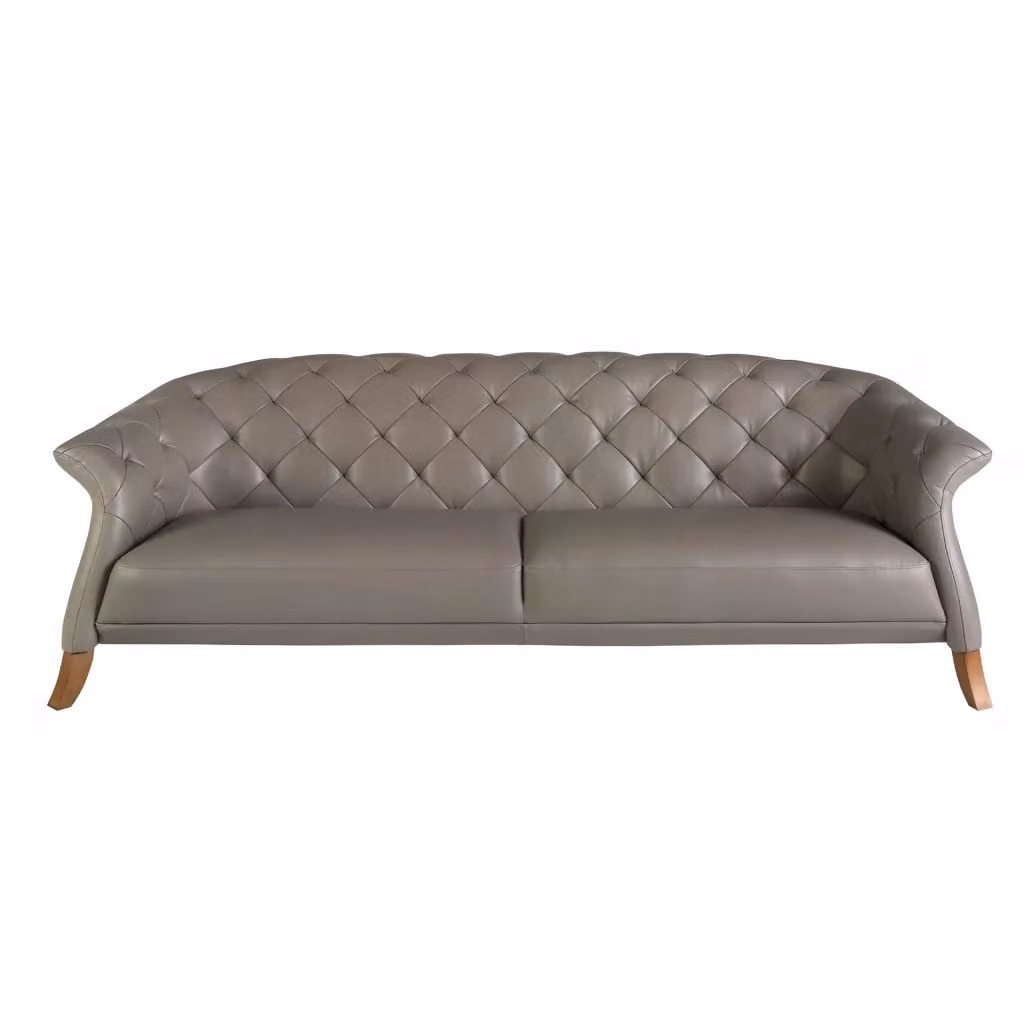 Divano Chesterfield a 3 posti Angel Cerda in pelle grigia con struttura in legno massello L: 262 cm, P: 104 cm, H: 82 cm – 2