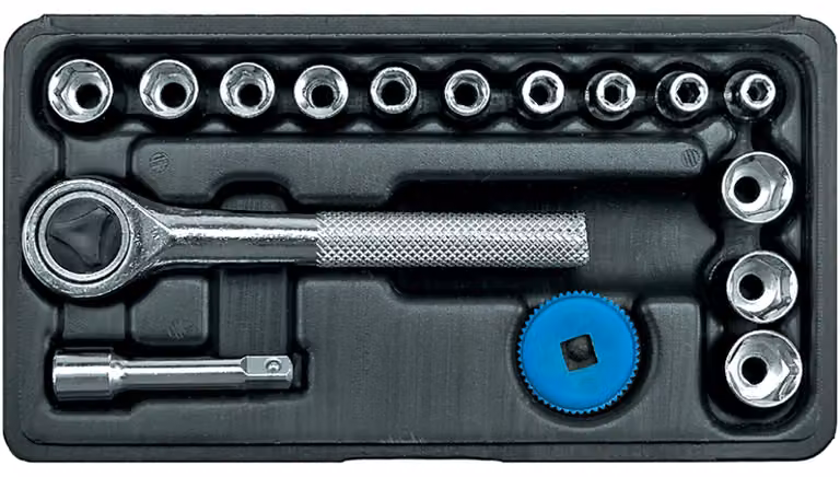 Set di chiavi a bussola da 1/4", da 4 a 13 mm, 16 pezzi.