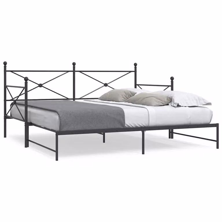 vidaXL Divano Letto Estraibile Moderno in Metallo Nero L/P/H: 100 x 200 cm