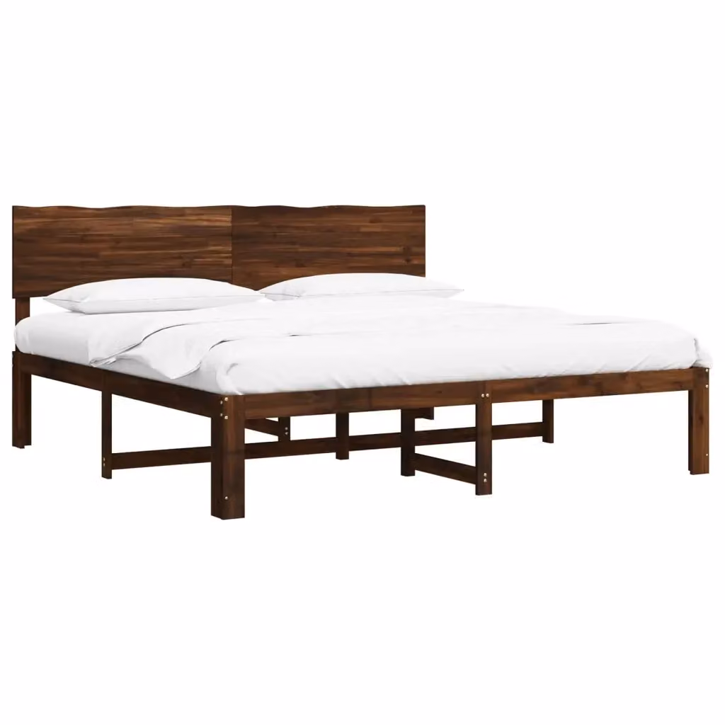 Letto matrimoniale con testiera ROSTOCK vidaXL in legno di acacia marrone scuro L/P/H: 180 x 200 x 101 cm – 2