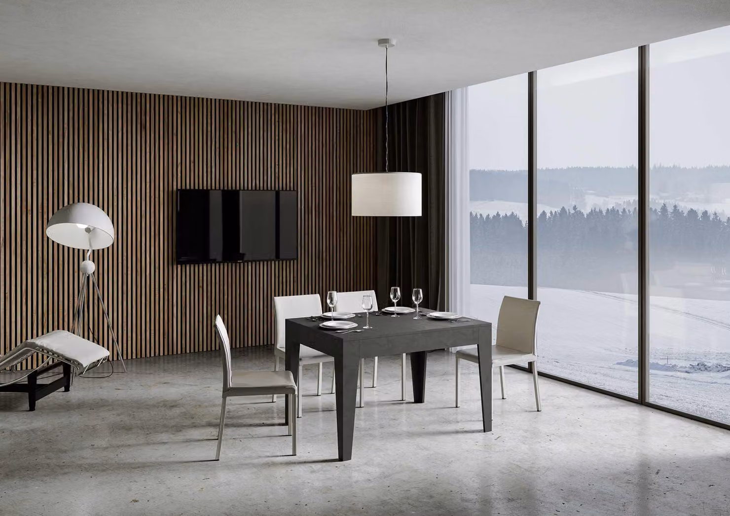 ITAMOBY - Tavolo allungabile 120/180x90 cm Cico antracite spatolato