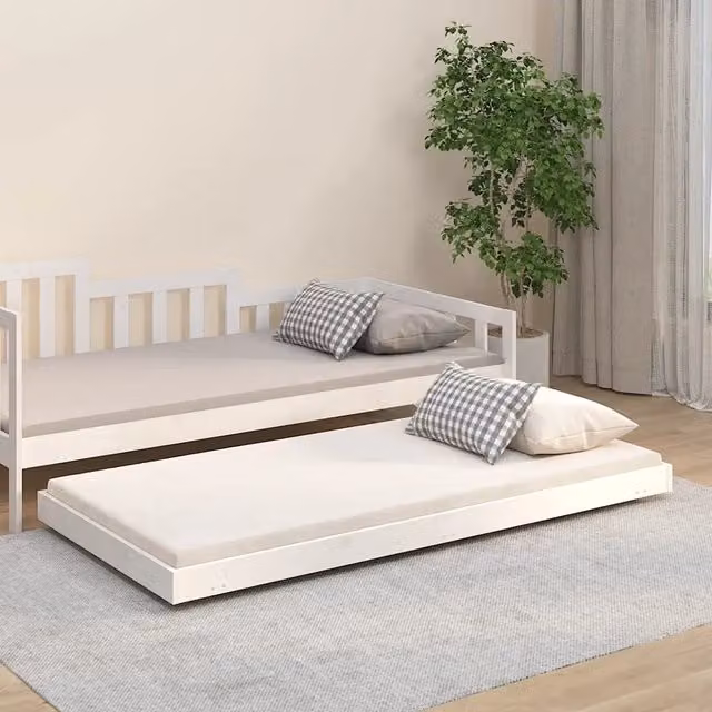 Letto senza Materasso-Struttura Letto Bianco 90x190 cm in Legno Massello Pino 684262