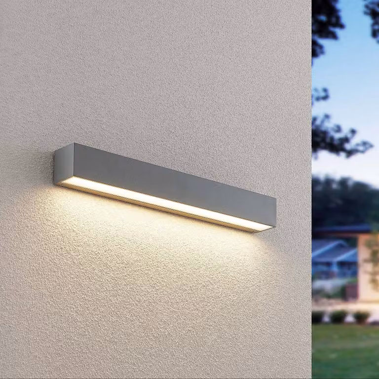 Applique da esterni a LED Lengo Lucande, Alluminio / Grigio / Zincato, Alluminio, Moderno, Applique LED da esterni