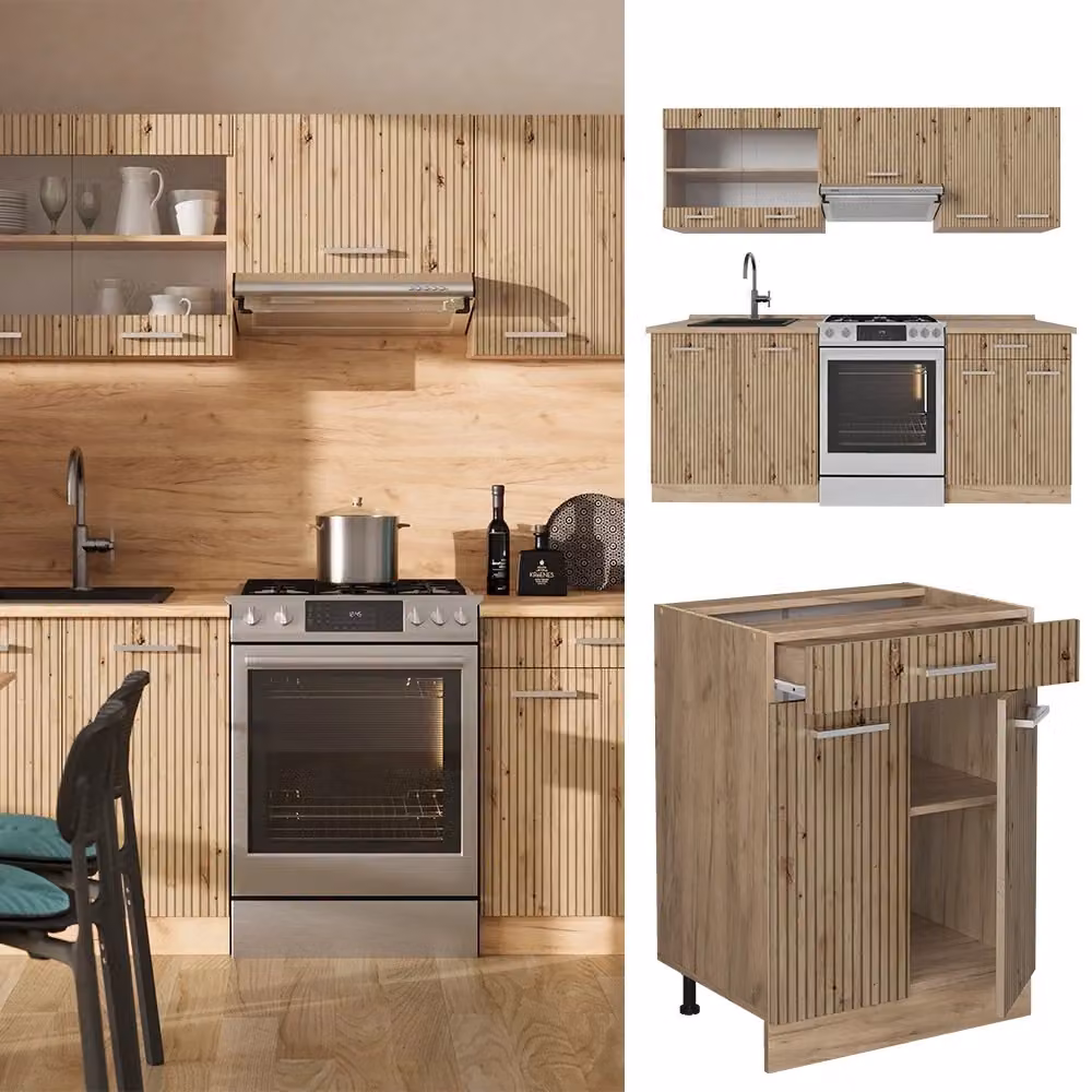 Cucina componibile moderna R-Line Vicco in Rovere e Antracite L: 200 cm – 2