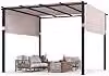 Pergola da giardino Costway con tetto retrattile e 2 coperture parasole a rullo, modello piatto, L/P/H: 305 x 305 x 215 cm, Grigio