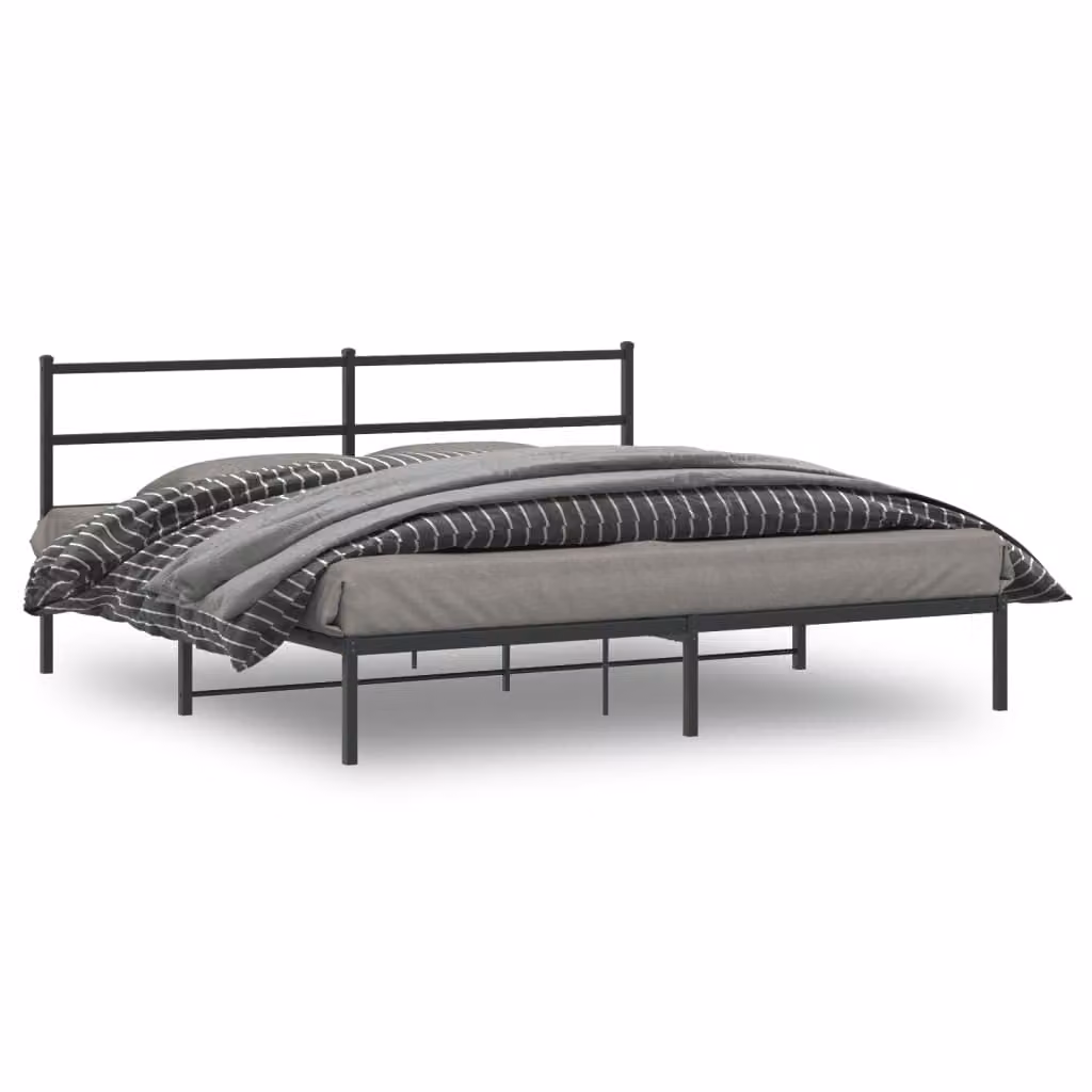 vidaXL Giroletto con Testiera in Metallo Nero L/P: 180 x 200 cm