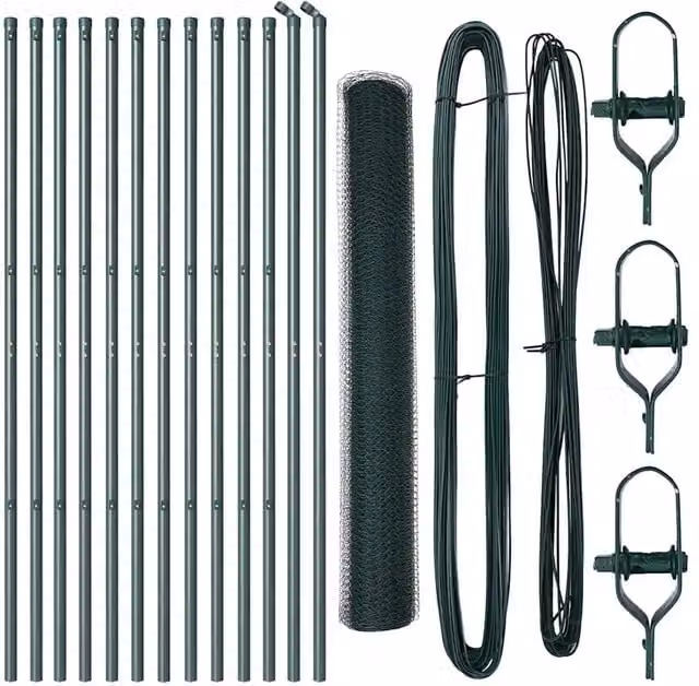 Palo per recinzione tondo in acciaio e PVC verde DESIGN IN, Altezza: 140 cm, Diametro: 27 mm, Spessore: 3,2 mm