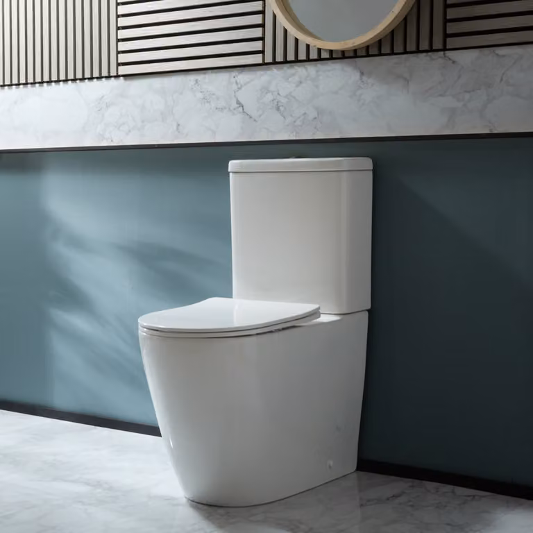 Sanitario WC Monoblocco Moderno con Sedile Soft-Close e Pulsante Scarico Nero - Brunswick