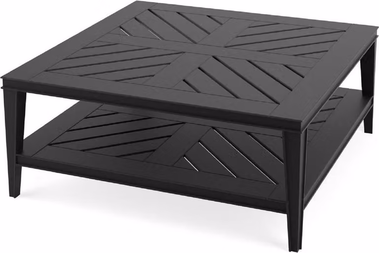 Tavolino Casa Padrino nero opaco 100 x 100 x h. 42 cm - Tavolo quadrato da salotto in alluminio resistente di alta qualità - Tavolo da giardino