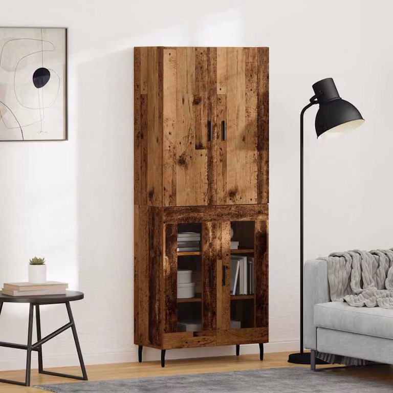 vidaXL Credenza Moderna Marrone con Ante in Vetro e Ripiani Interni L: 69,5 cm, P: 34 cm, H: 90 cm