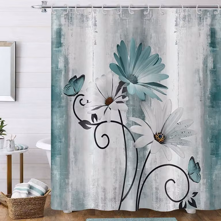 Omgoods - Schermo doccia impermeabile con motivo floreale