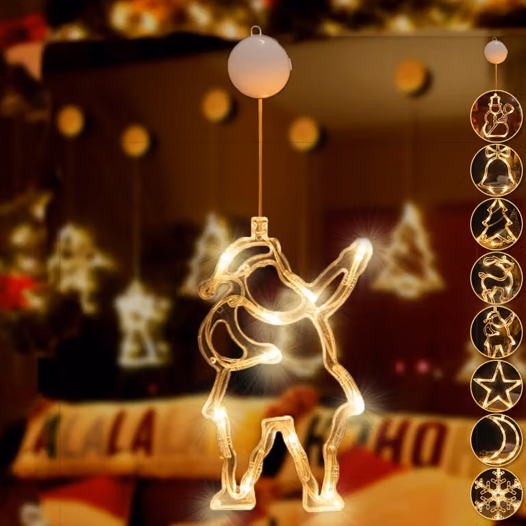 LED Babbo Natale luci, LED finestra fata luci a batteria appeso, bianco caldo decorazione di Natale per la decorazione di Natale festa balcone