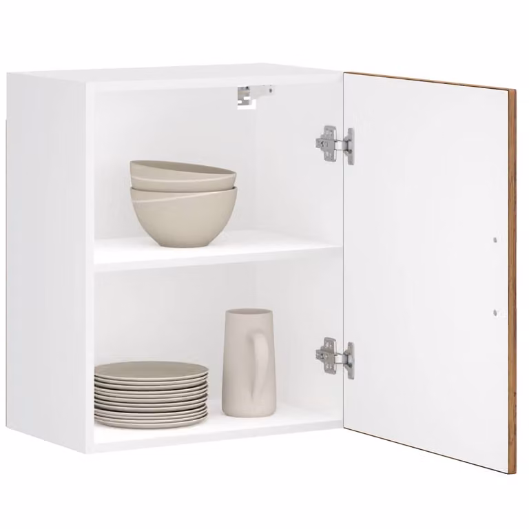 Pensile da cucina moderno vidaXL con ante a battente in legno e MDF, disponibile nei colori marrone, grigio o bianco, L: 60,0 cm, H: 31,0 cm, P: 25,0 cm