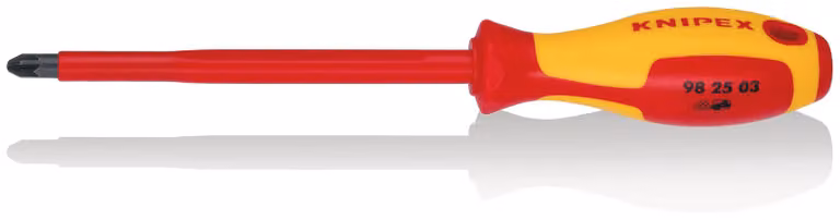KNIPEX 98 25 03 Cacciavite per viti Phillips Impugnatura multicomponente isolante Pozidriv®, testata VDE brunita 270 mm