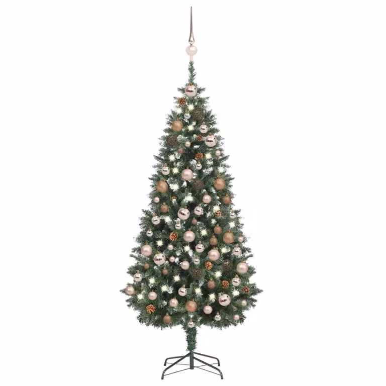 Maison Exclusive - Albero di Natale artificiale con luci, decorazioni a forma di palline e pigne, altezza 180 cm