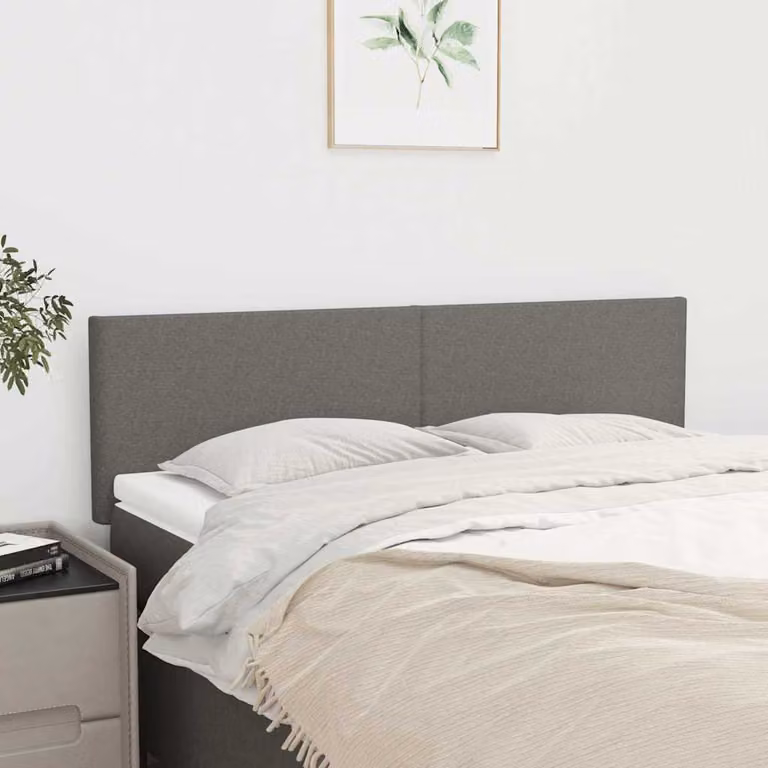 Testiera per letto vidaXL in tessuto grigio scuro con struttura in legno e pannello imbottito L: 144 cm, P: 5 cm, H: 78-88 cm