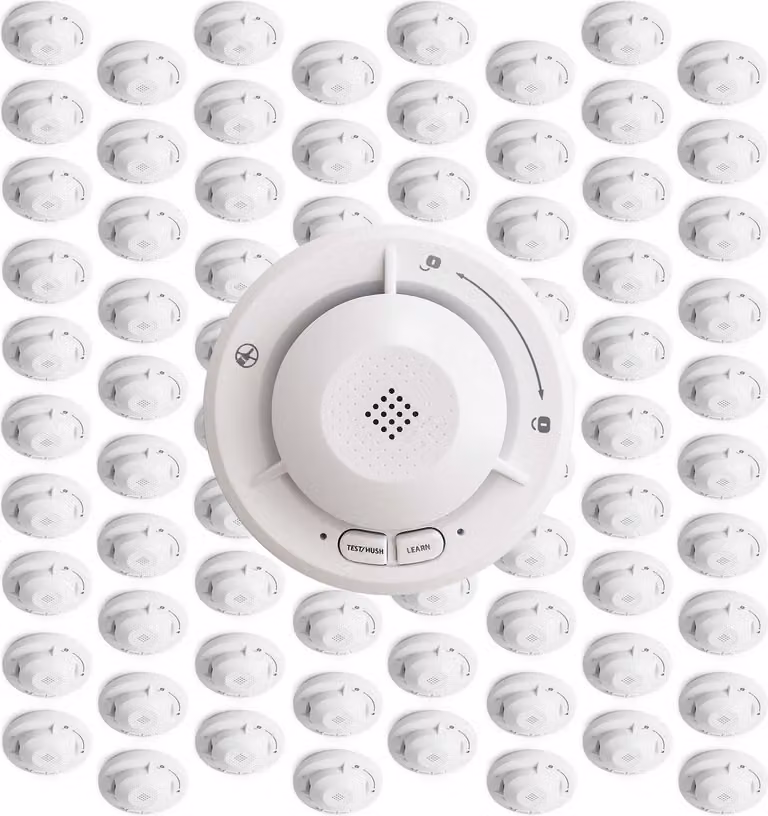 Rivelatore di fumo Wiltec in rete 80x con batteria di 10 anni e tecnologia wireless Rivelatore di incendio fotoelettrico con allarme da 85 dB per un'efficace protezione antincendio in appartamenti e case