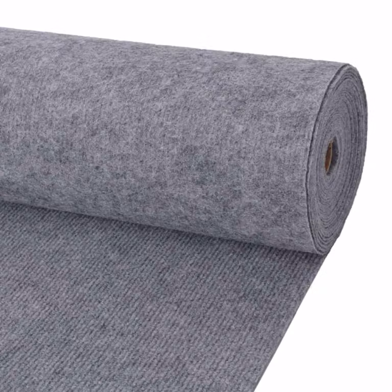 Tappeto moderno a strisce vidaXL in poliestere grigio, L: 120 cm, P: 10 m