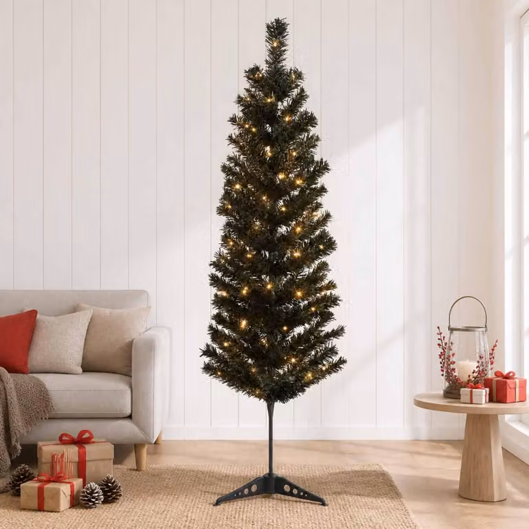 Albero di Natale artificiale, design sottile, altezza 150 cm, 150 luci LED