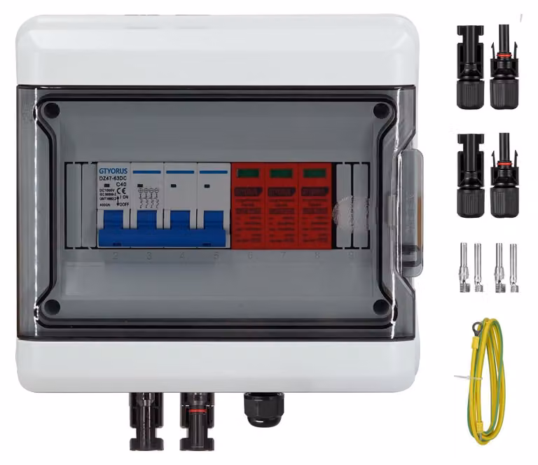 Interruttore automatico CC per impianti fotovoltaici - 1 stringa, 40 A, 1000 V - Grado di protezione IP65 (resistente all'acqua)