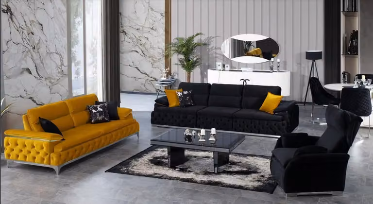 Sofagarnitur 3+3+1 Sitzer Sofa Couch Polster Garnitur Couchen Stoff Gruppe